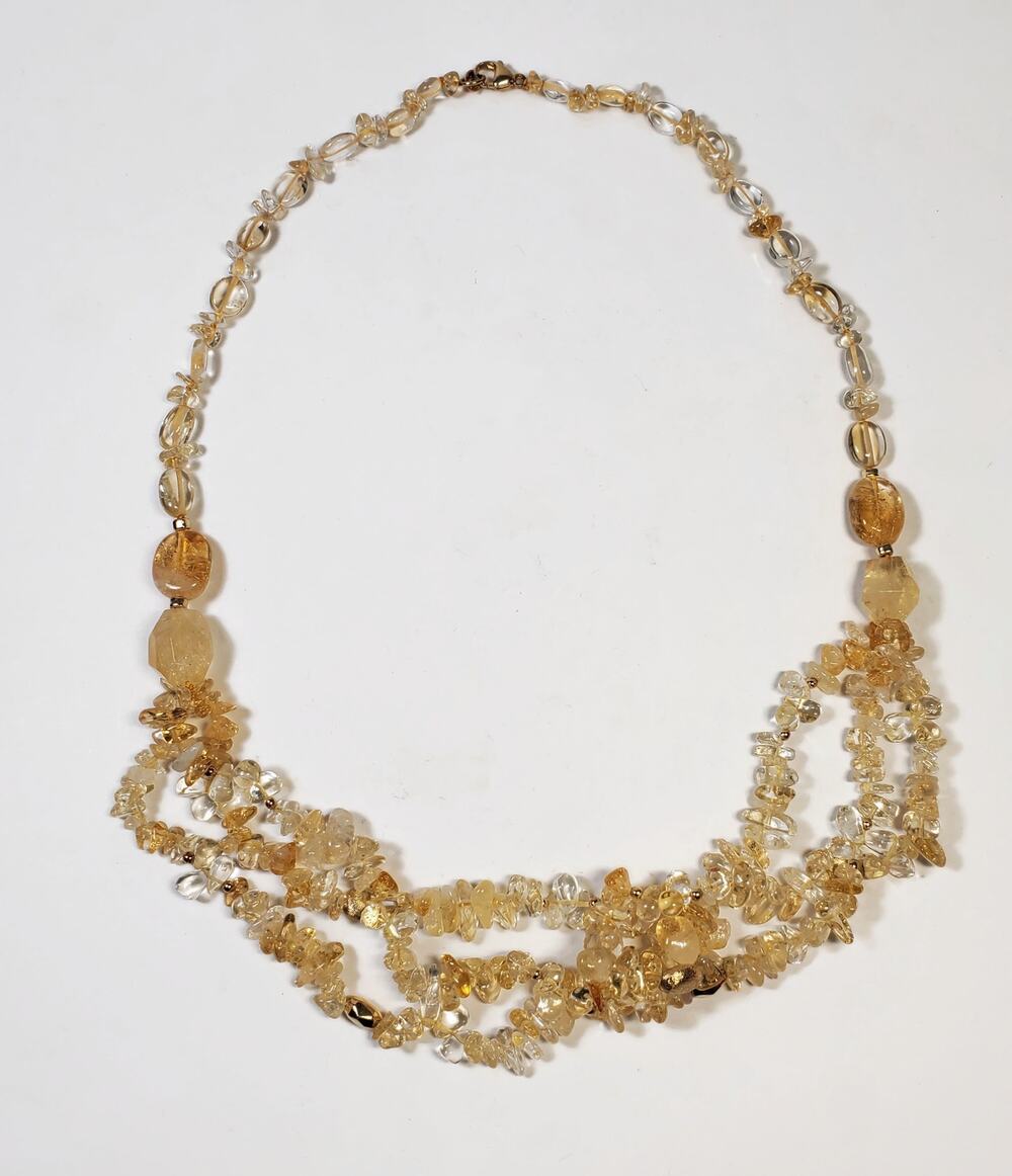 Lucas Lameth LUC 925 Tumbled Citrine Quartz Chip Bead Multistrand Necklace 24"
